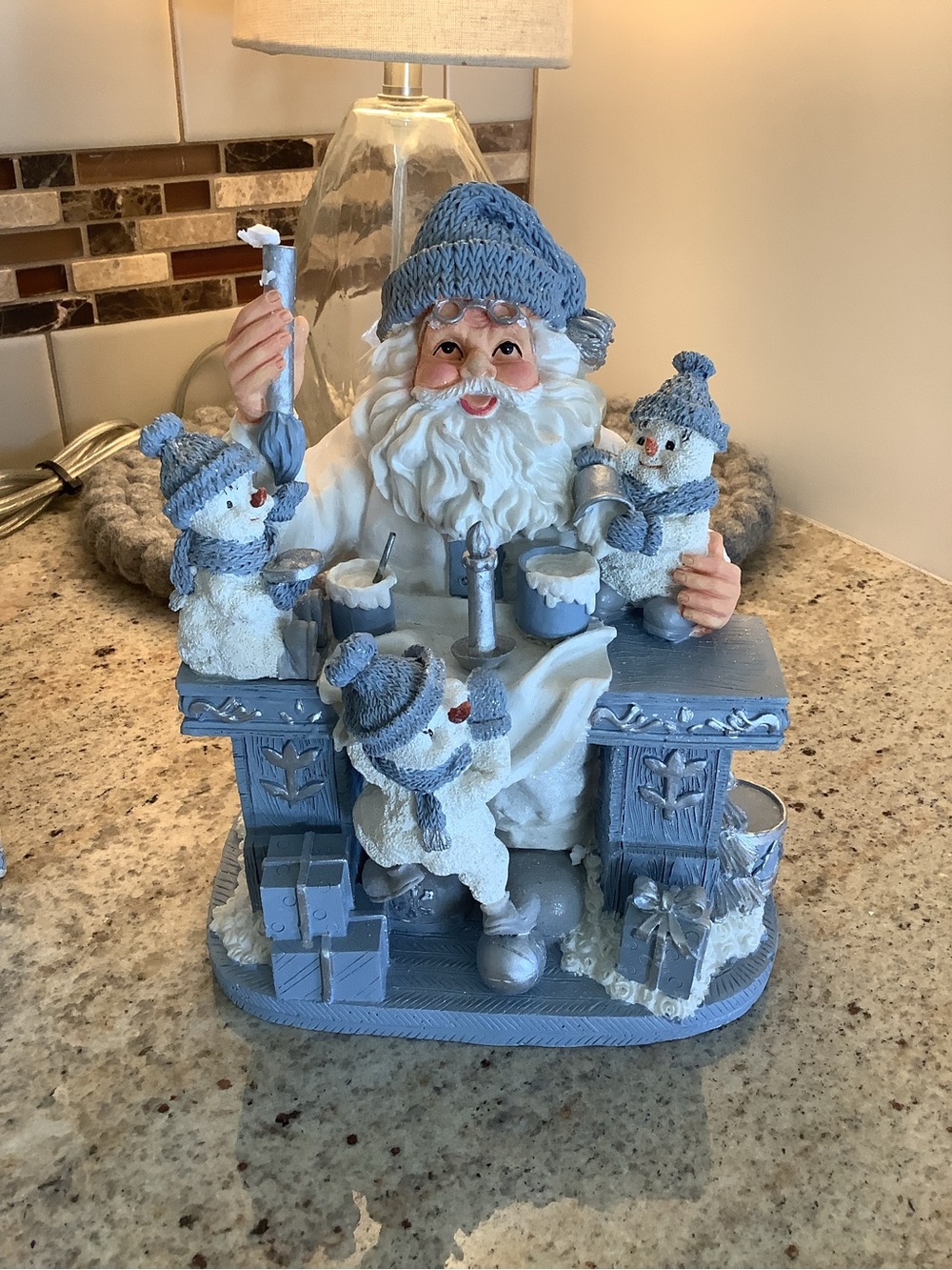 Snow Buddies Santa at Desk Snowman Holiday Figurine With Box